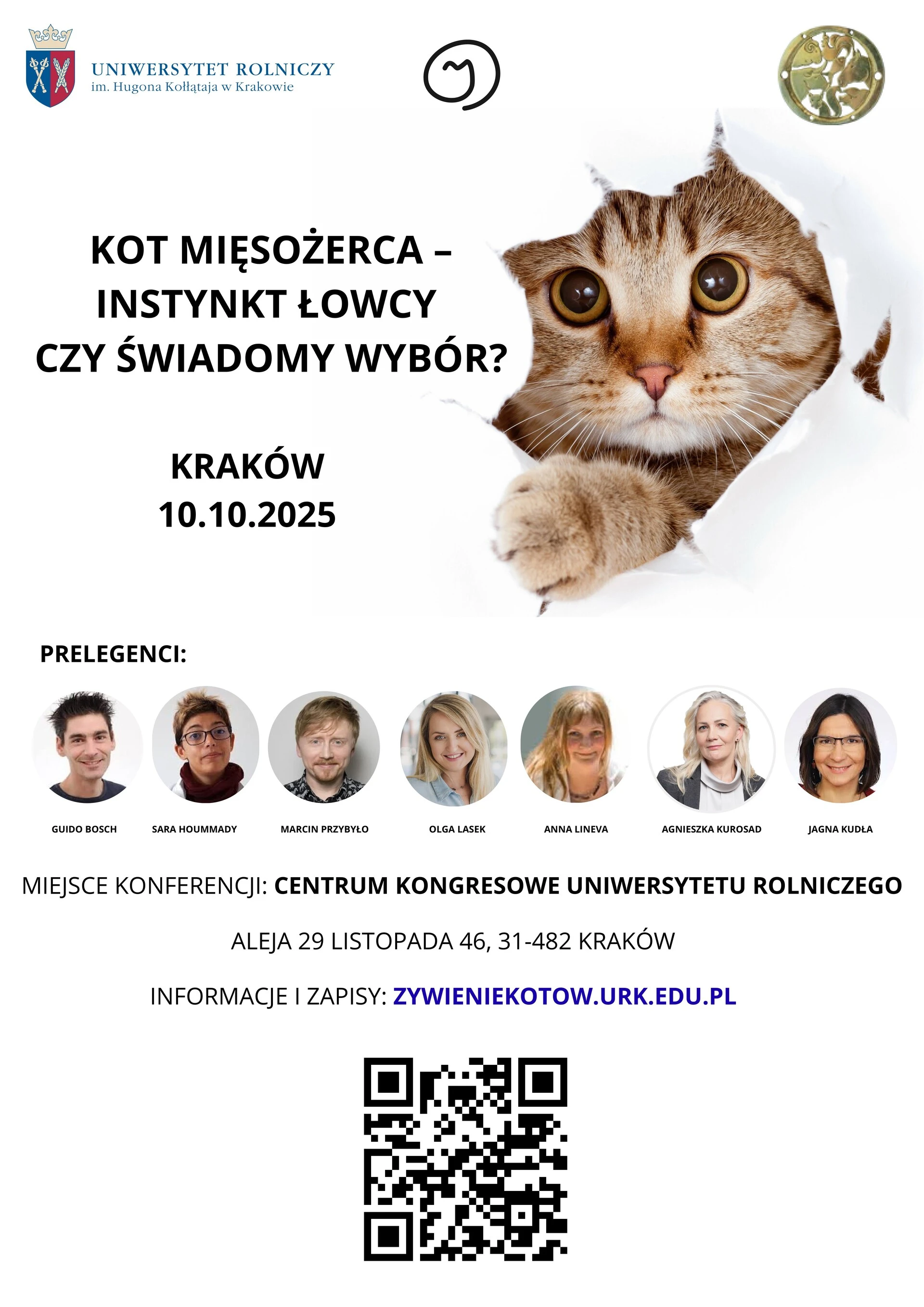 plakat konferencji na temat żywienia kotów